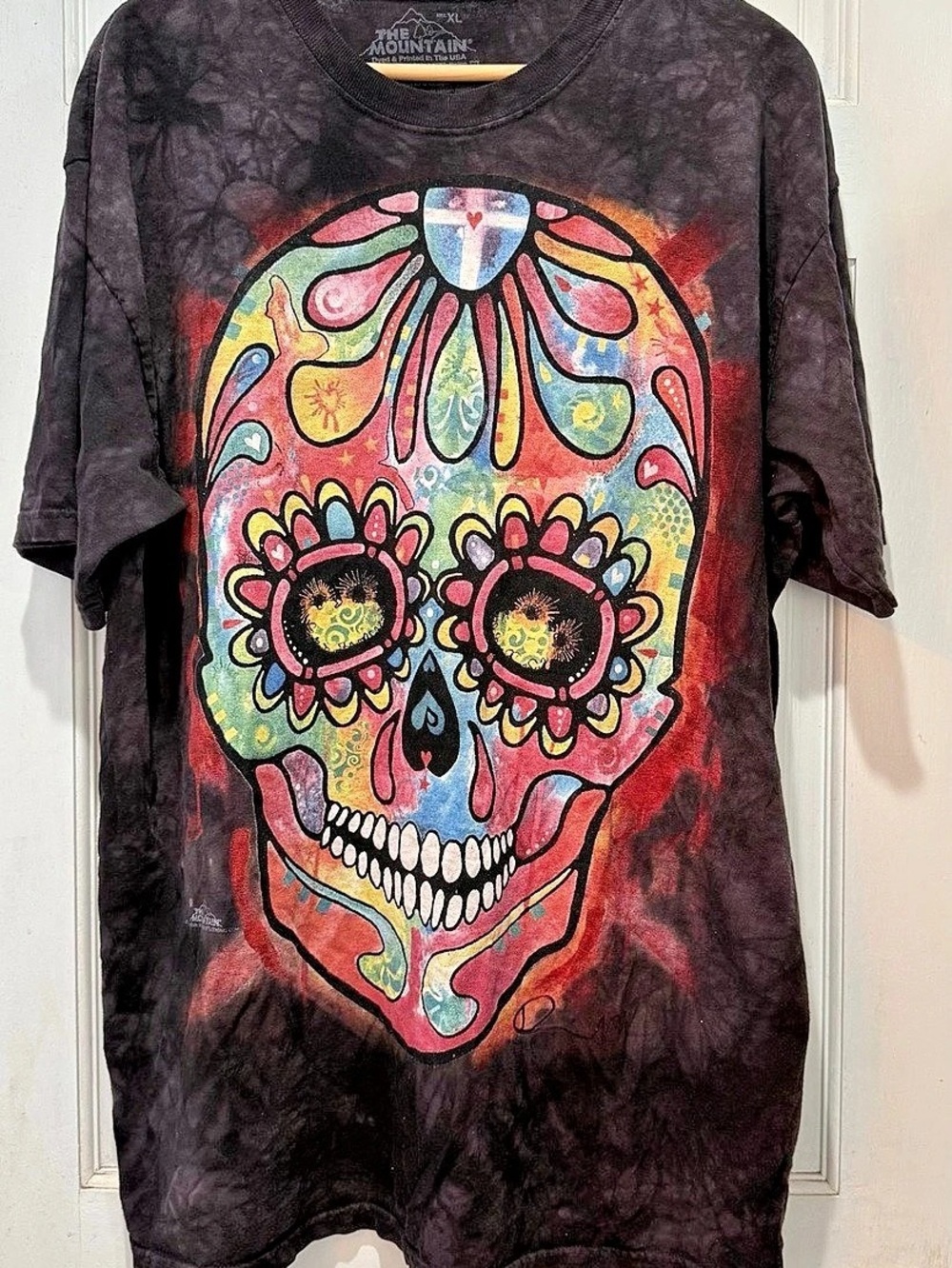 The Mountain Dean Russo Sugar Skull Black Tie-Dye Graphic T-Shirt Sugar Size XL